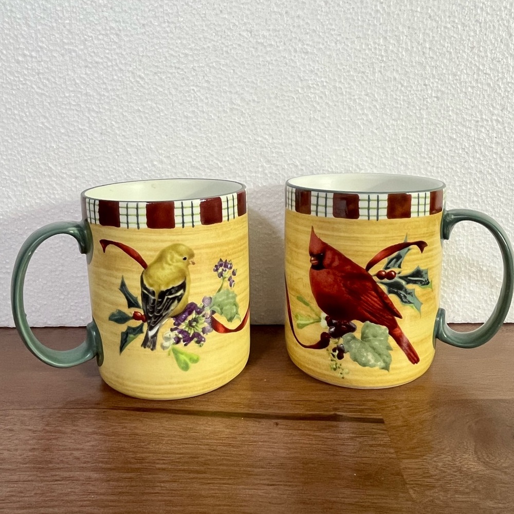 Lennox “winter greetings every day cardinal” & “winter greetings goldfinch” mugs